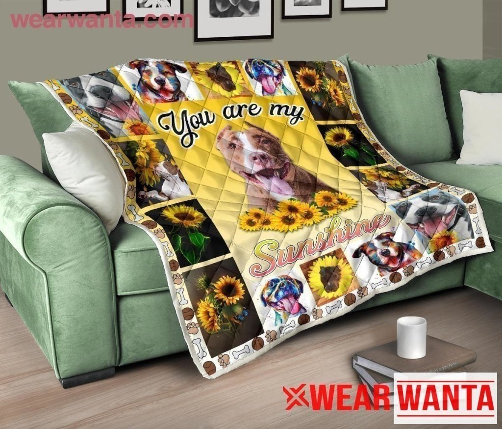 Pit Bull You Are My Sunshine Sunflower Blanket For Dog Lover-Gear Wanta