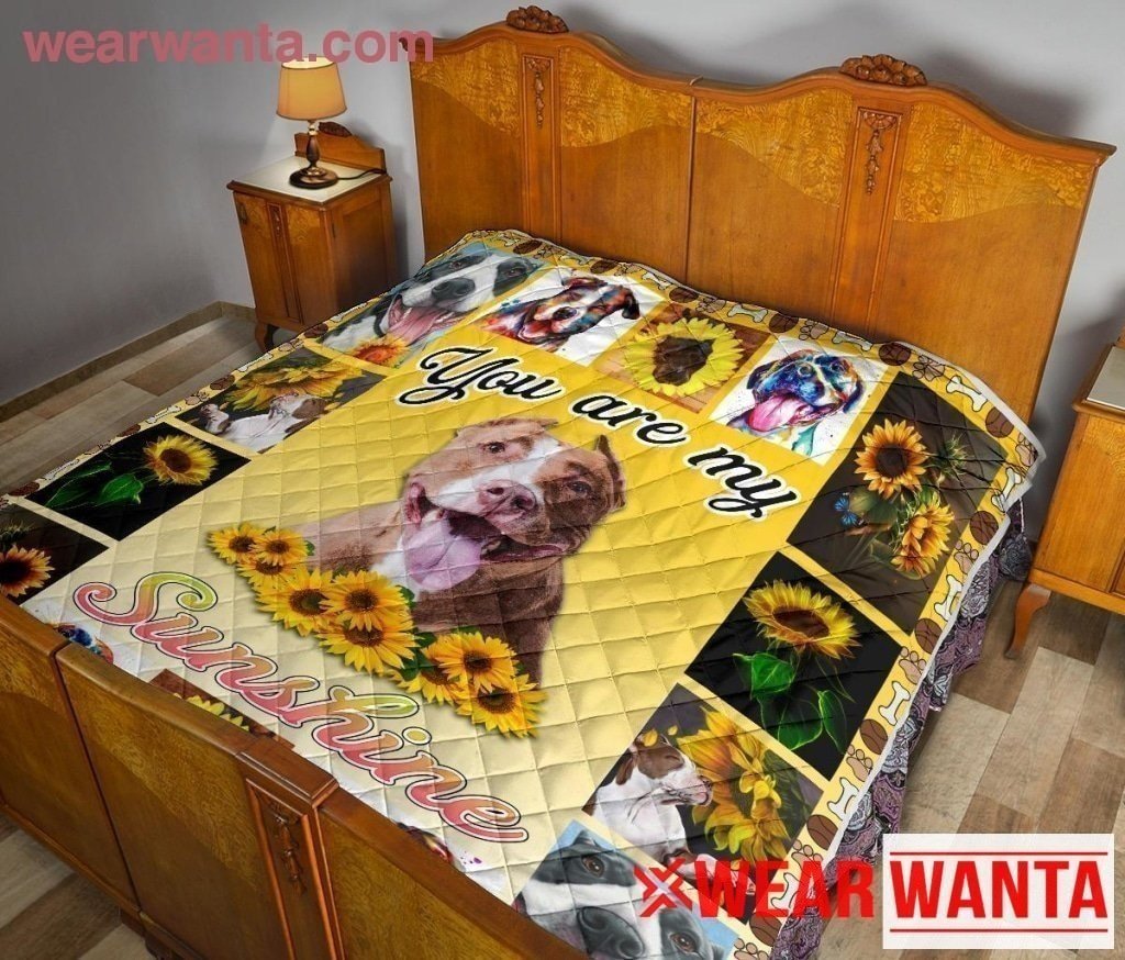 Pit Bull You Are My Sunshine Sunflower Blanket For Dog Lover-Gear Wanta