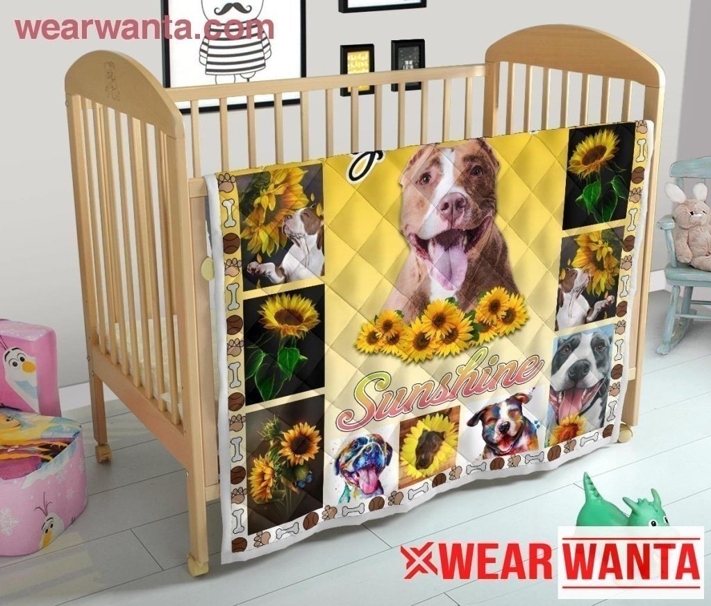 Pit Bull You Are My Sunshine Sunflower Blanket For Dog Lover-Gear Wanta