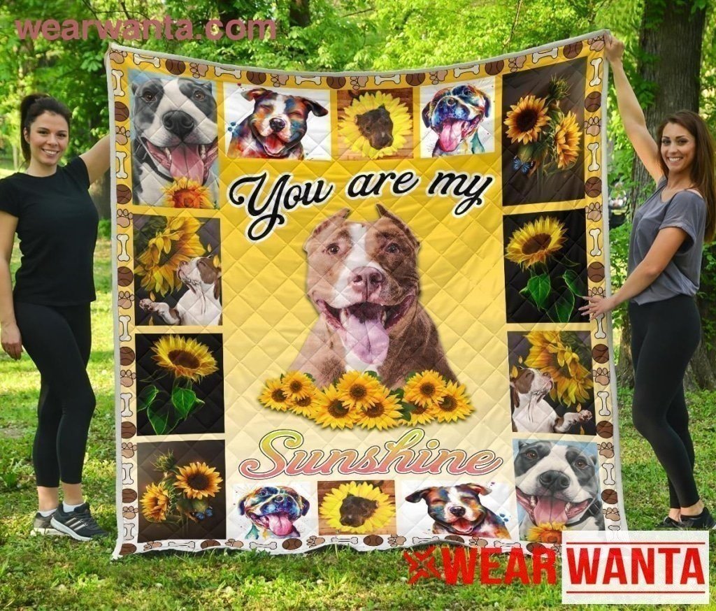 Pit Bull You Are My Sunshine Sunflower Blanket For Dog Lover-Gear Wanta