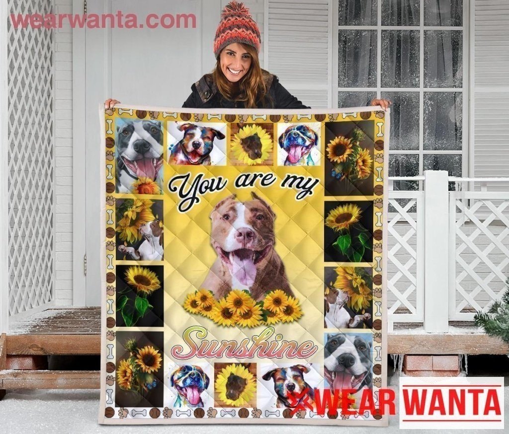 Pit Bull You Are My Sunshine Sunflower Blanket For Dog Lover-Gear Wanta