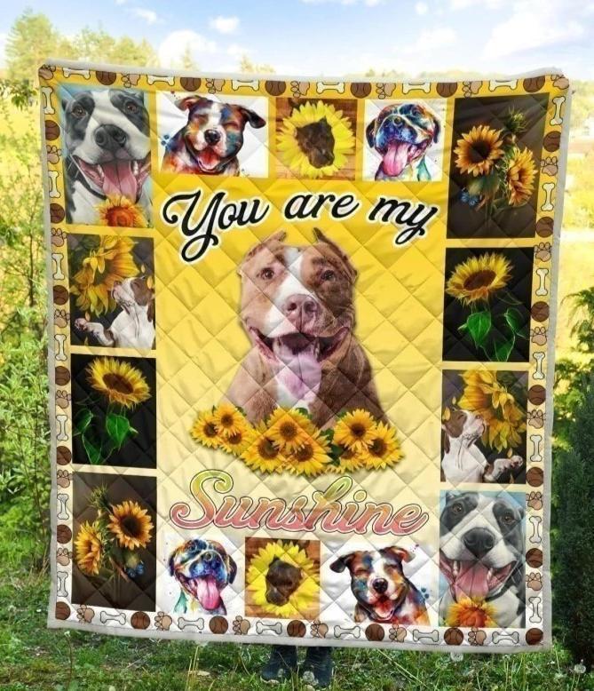 Pit Bull You Are My Sunshine Sunflower Blanket For Dog Lover-Gear Wanta