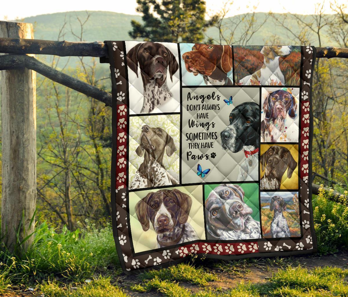 Pointer Dog Quilt Blanket Angels Sometimes Have Paws-Gear Wanta