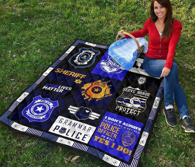 Police Blue Line Quilt Blanket Gift For Police Officer HH19-Gear Wanta