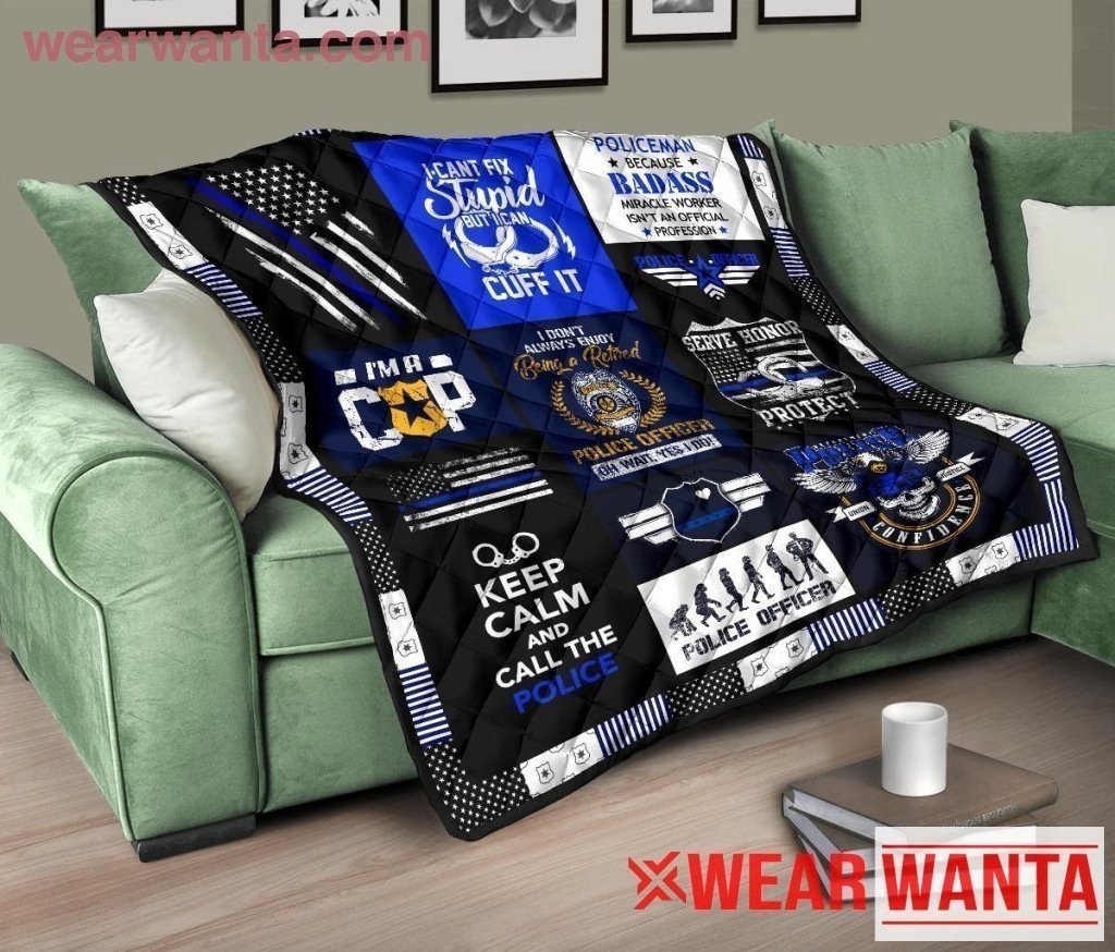 Police Officer Quilt Blanket Amazing Gift Idea-Gear Wanta