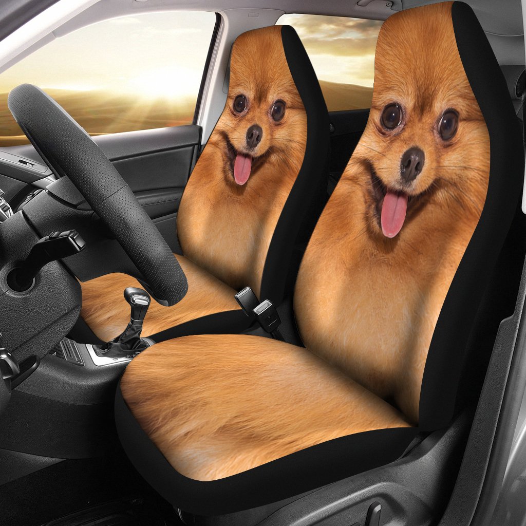 Pomeranian Dog Car Seat Covers Funny Face-Gear Wanta