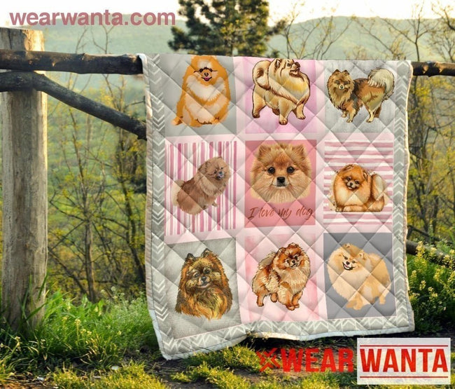 Pomeranian Dog Lover Quilt Blanket-Gear Wanta