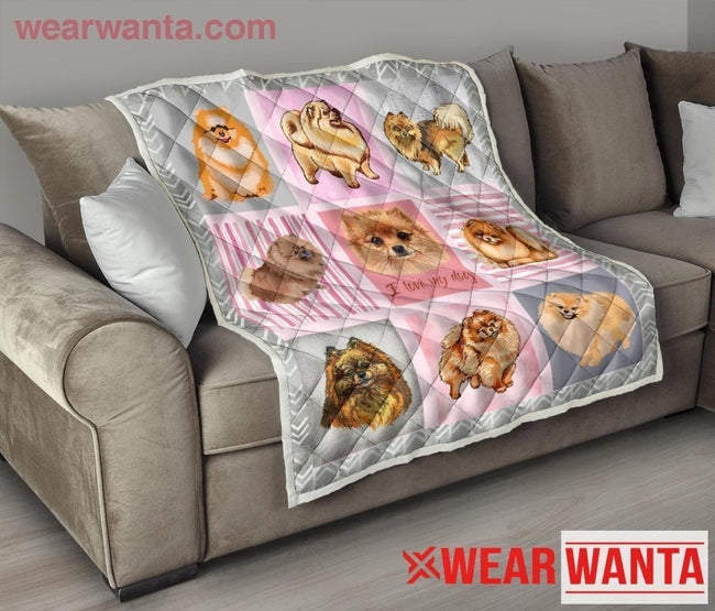 Pomeranian Dog Lover Quilt Blanket-Gear Wanta
