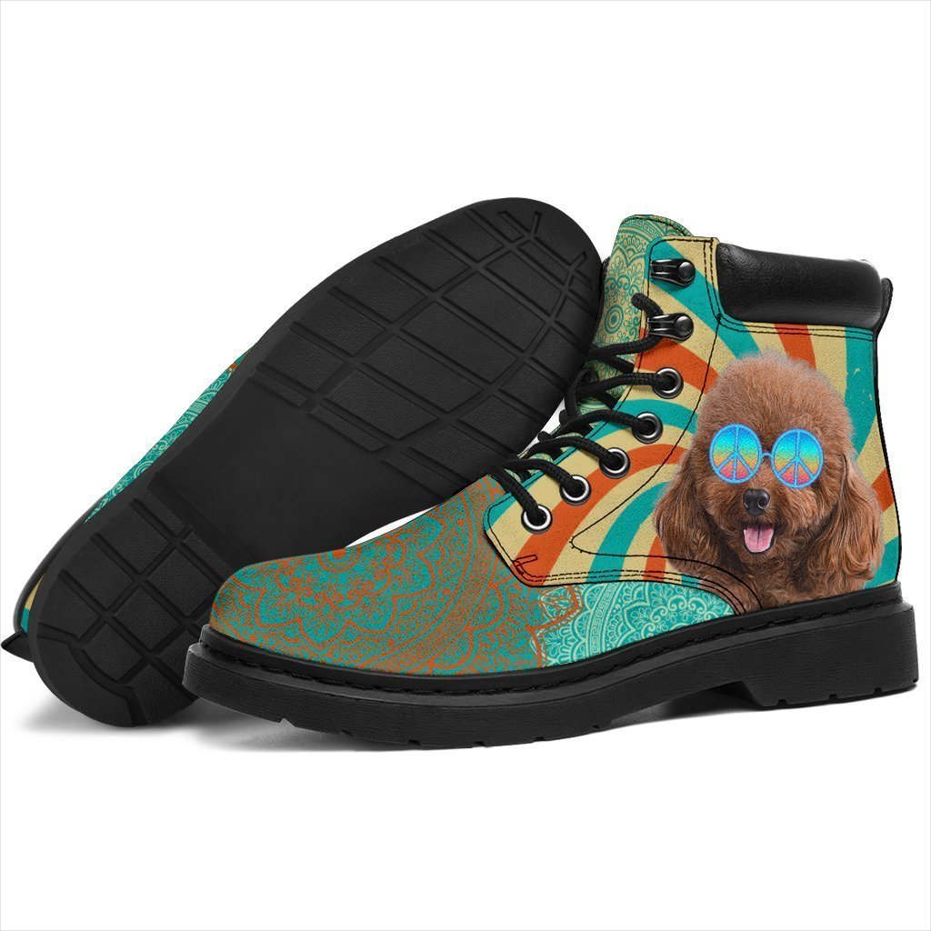 Poodle Dog Boots Funny Hippie Style Shoes-Gear Wanta