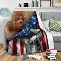 Poodle Dog Fleece Blanket American Flag Dog Lover-Gear Wanta