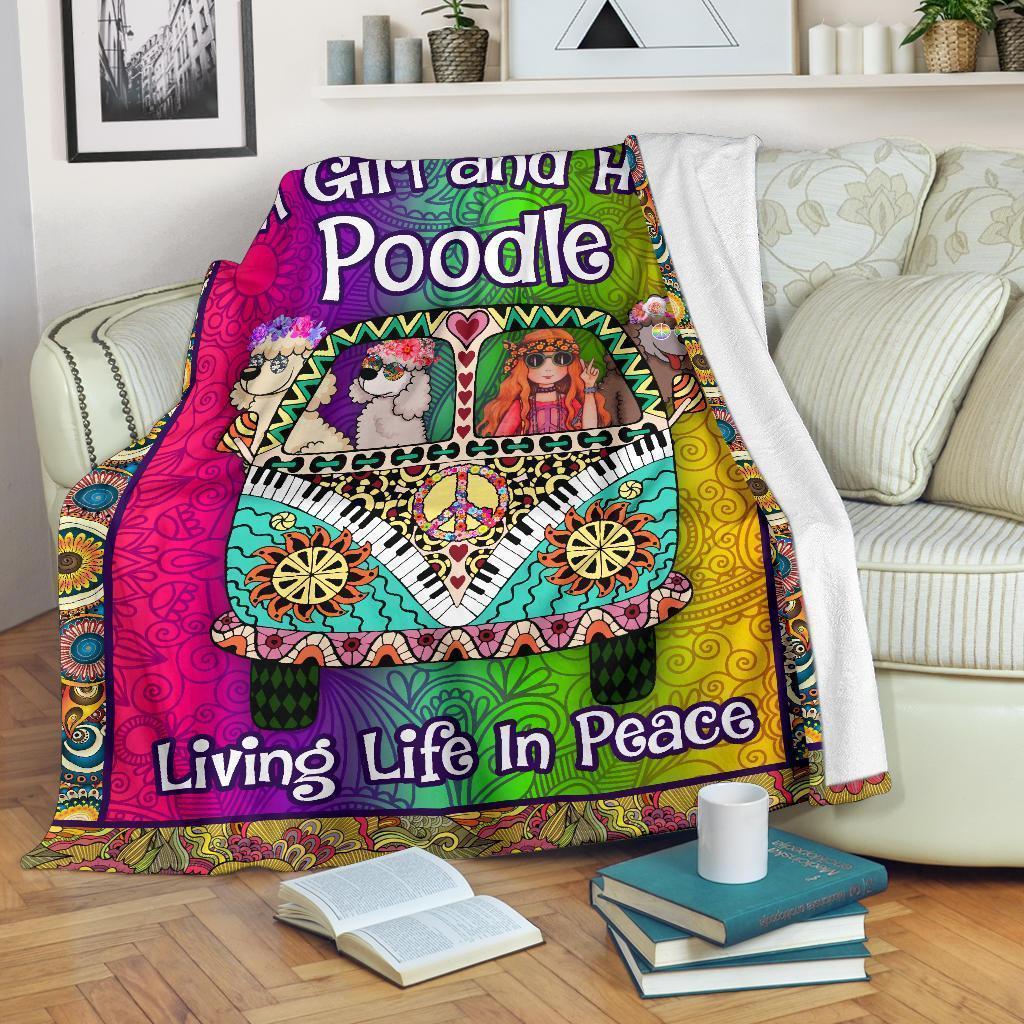 Poodle Dog Hippie Van Fleece Blanket-Gear Wanta