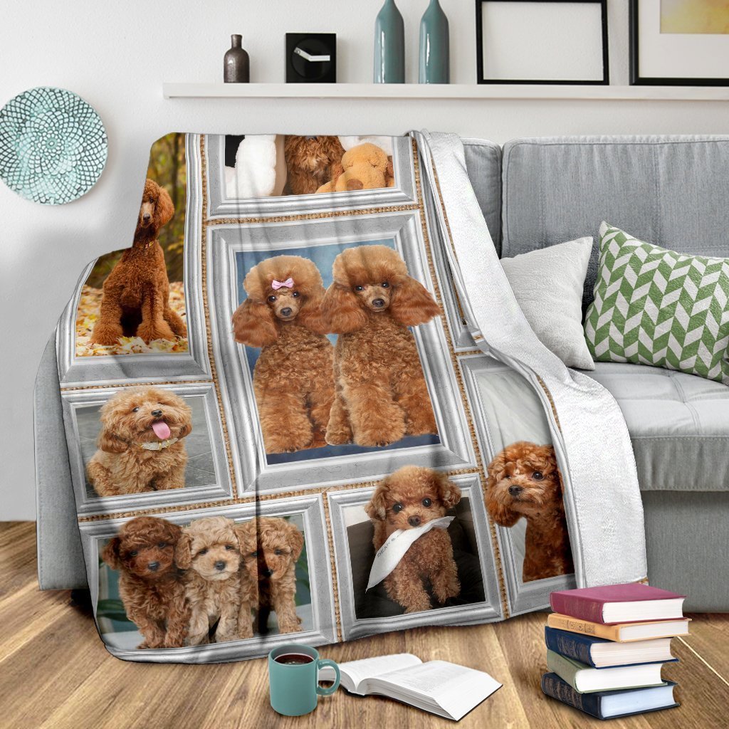 Poodle Fleece Blanket Dog Photo Frame Style-Gear Wanta
