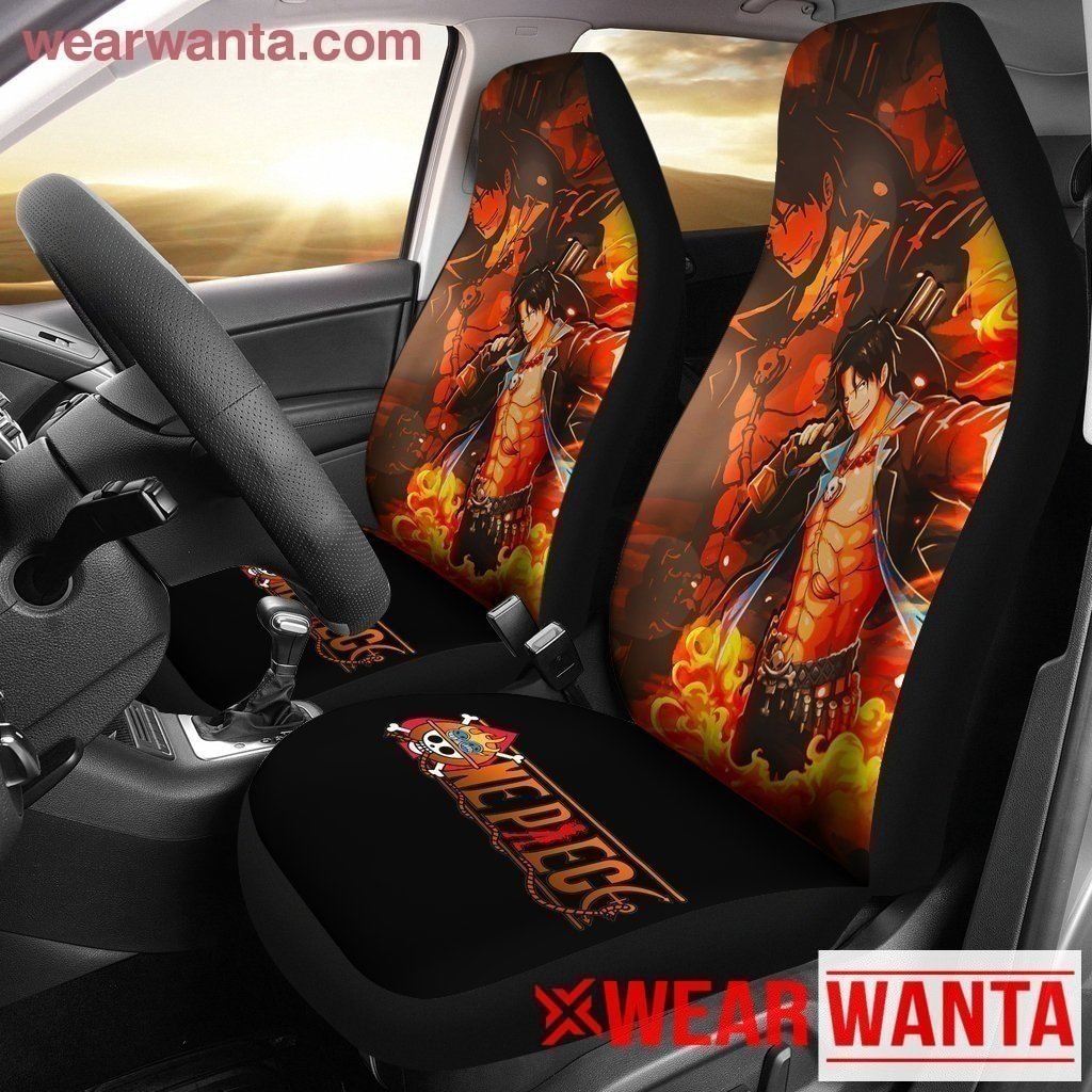 Portgas D Ace Car Seat Covers Custom Anime One Piece Car Accessories-Gear Wanta