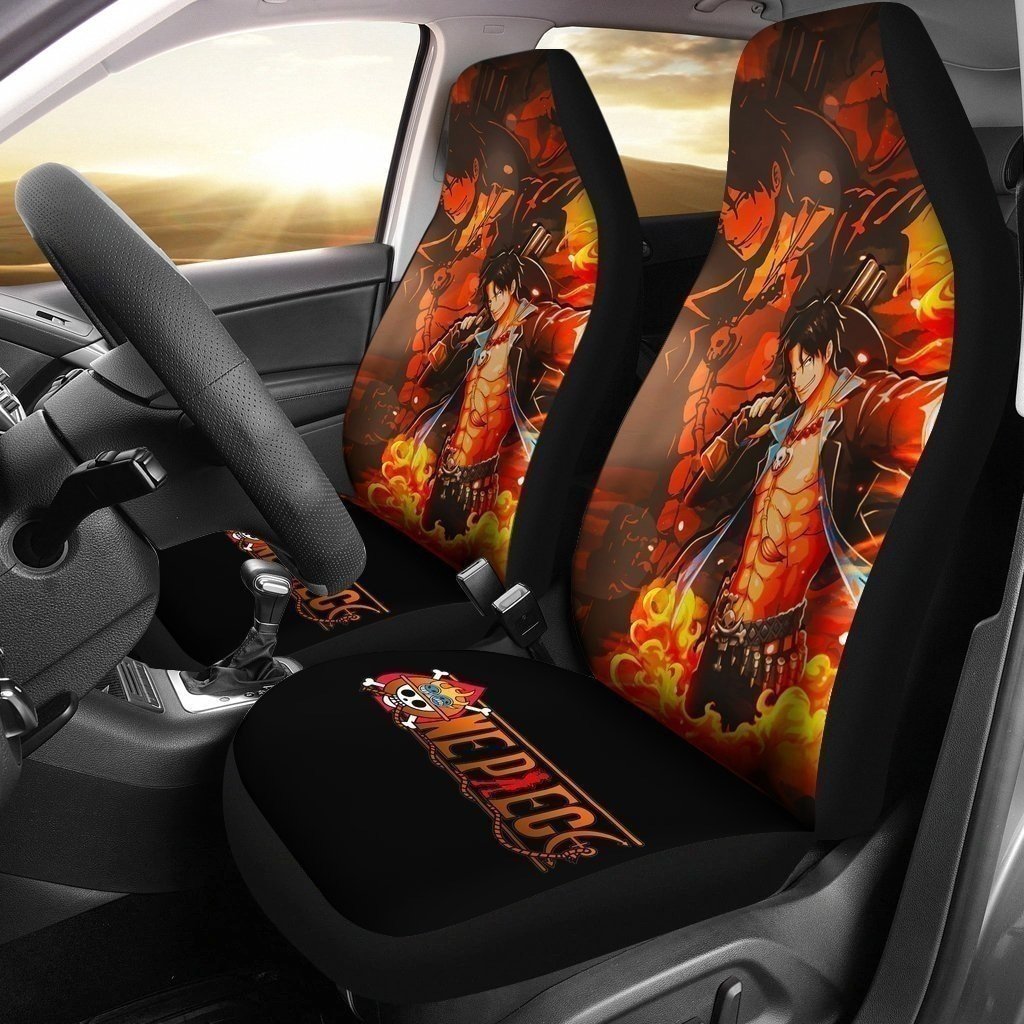 Portgas D Ace Car Seat Covers Custom Anime One Piece Car Accessories-Gear Wanta