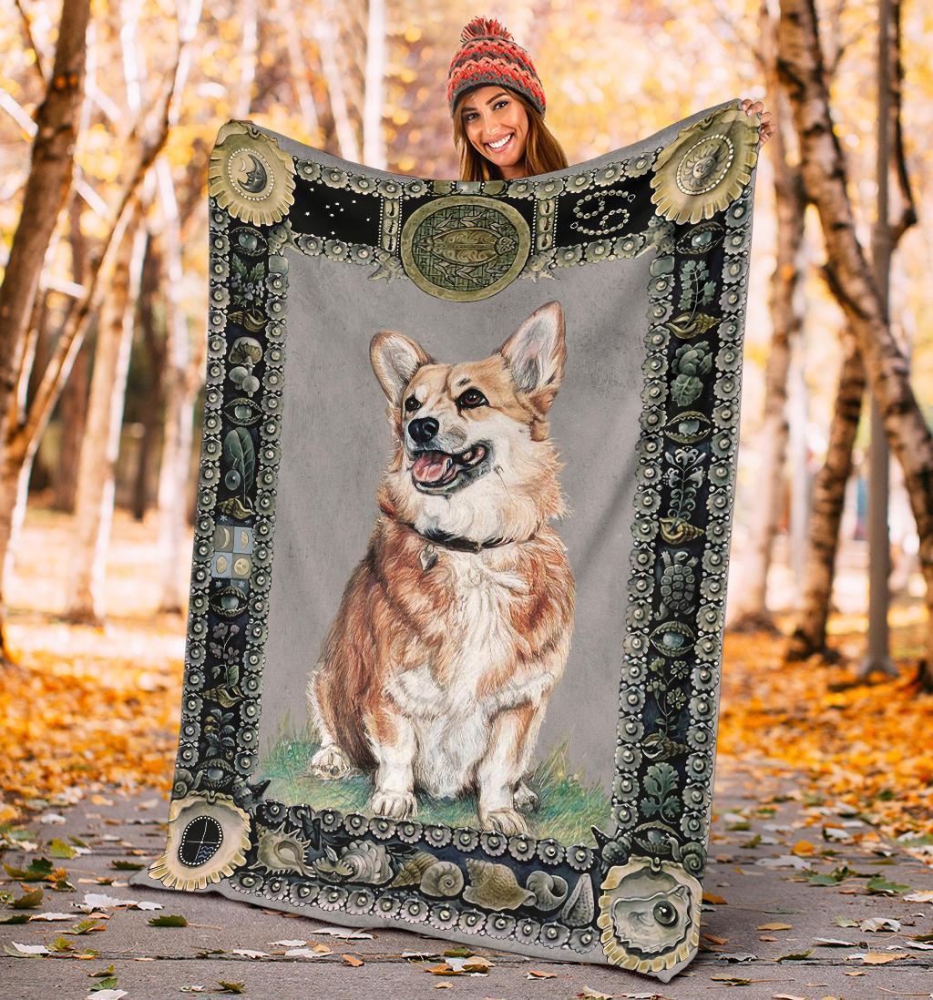 Portrait Corgi Dog Fleece Blanket-Gear Wanta