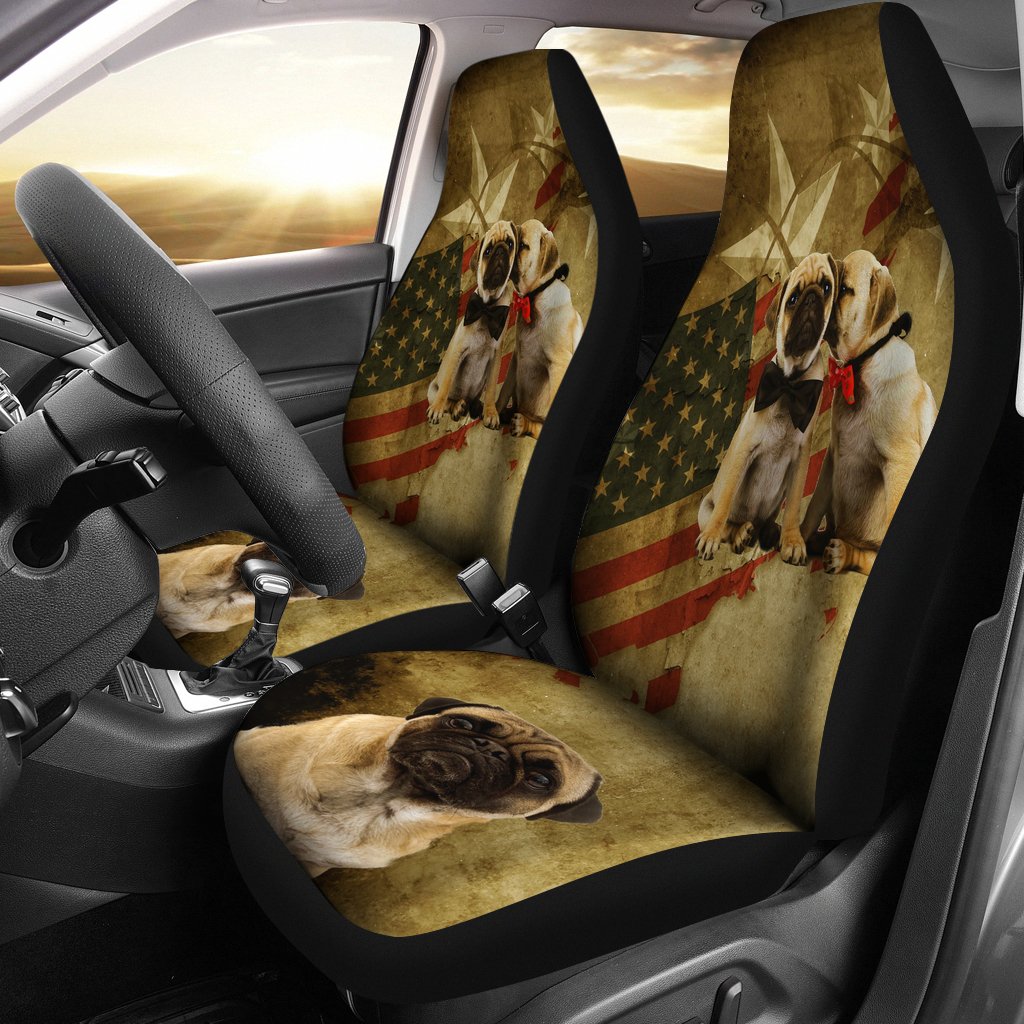 Pugs American Flag Car Seat Covers Cute-Gear Wanta