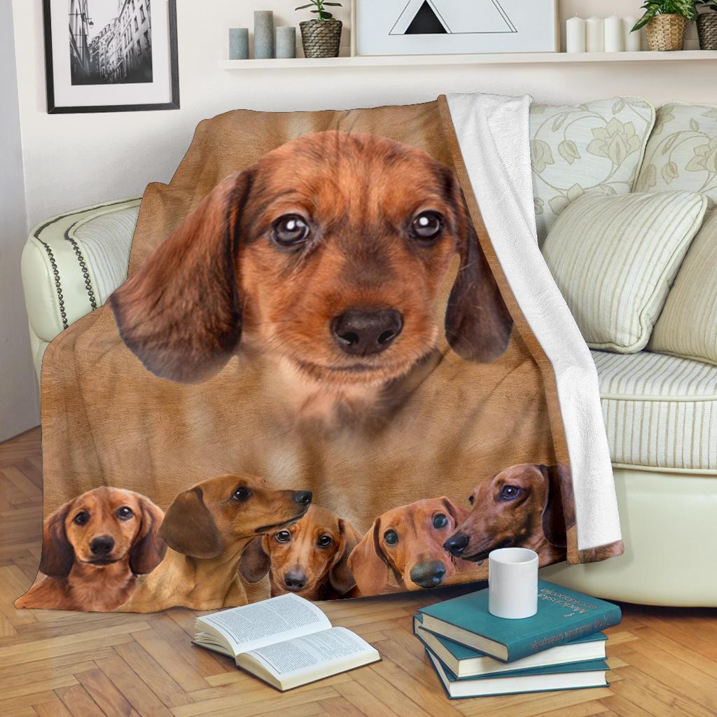 Puppy Face Dachshund Fleece Blanket-Gear Wanta