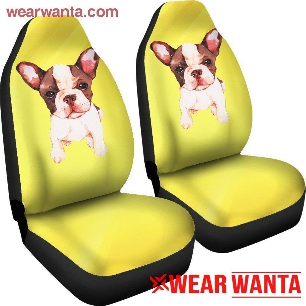Puppy French Bulldog Car Seat Covers Custom Yellow Car Decoration-Gear Wanta