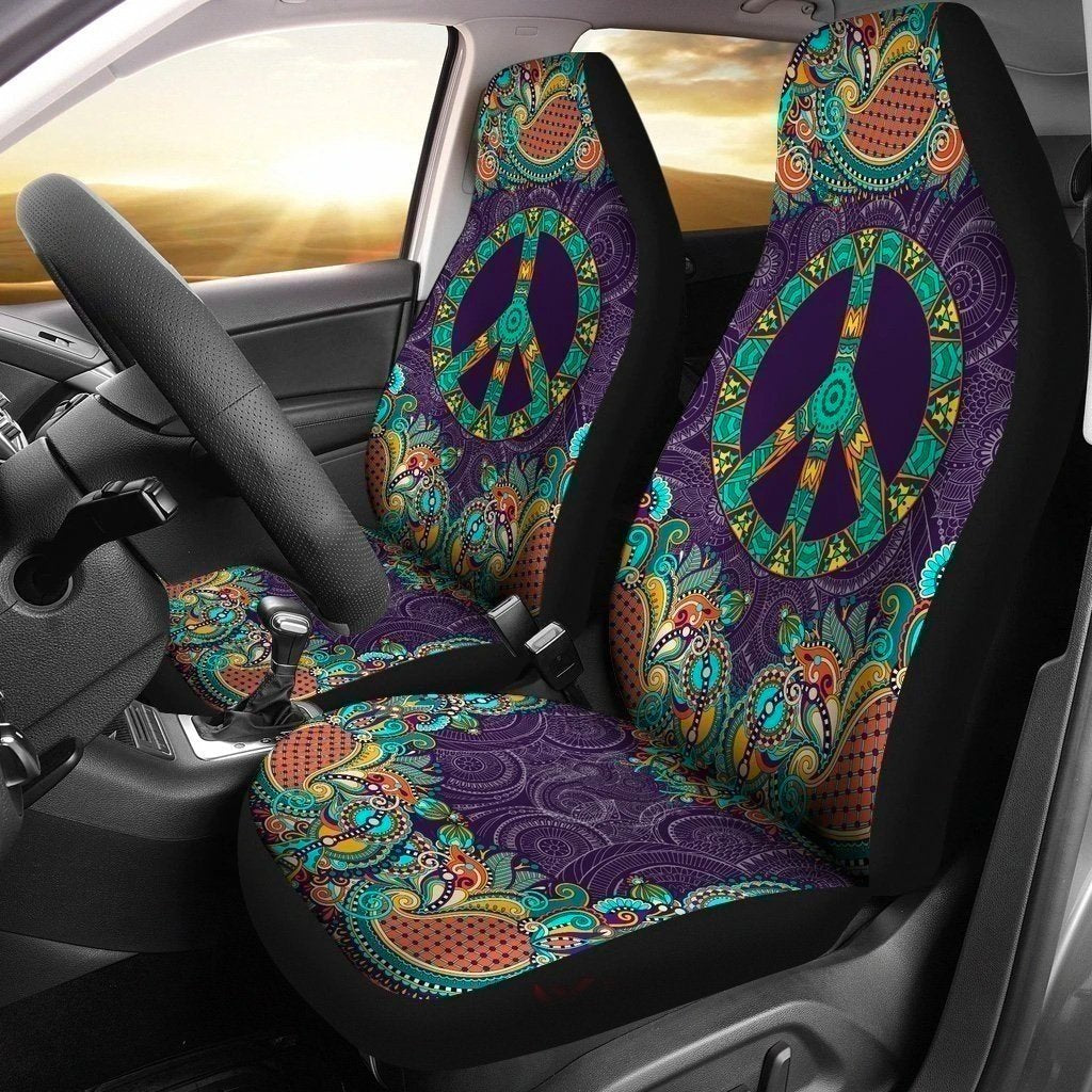 Purple Peace Symbol Mandala Hippie Car Seat Covers NH09-Gear Wanta
