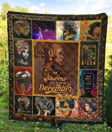 Queens Are Born In December Quilt Blanket Birthday Gift-Gear Wanta