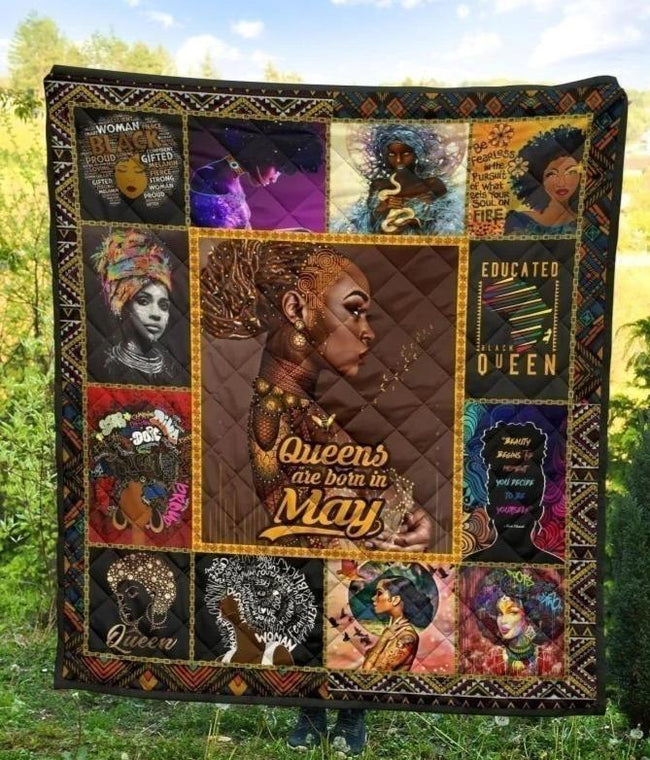 Queens Are Born In May Quilt Blanket Birthday Gift-Gear Wanta