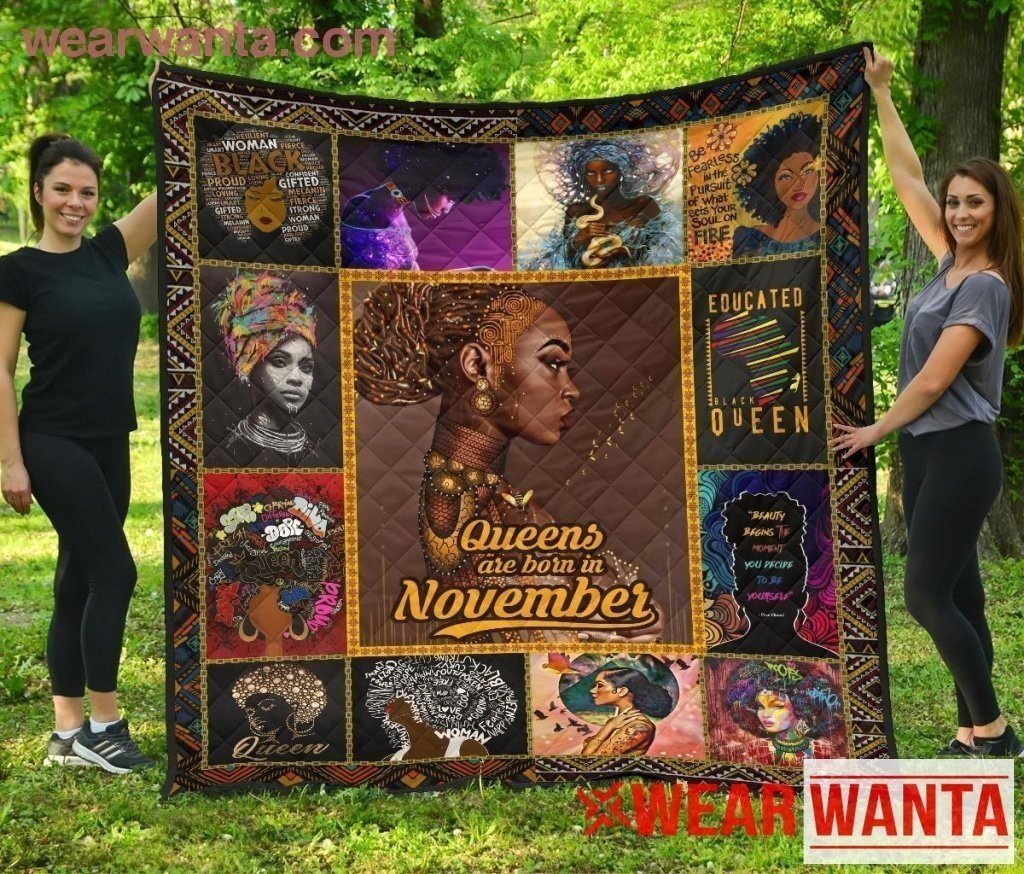 Queens Are Born In November Quilt Blanket Birthday Gift-Gear Wanta