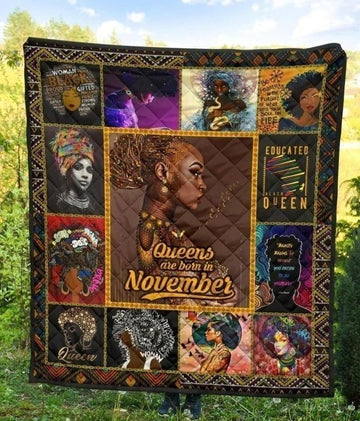 Queens Are Born In November Quilt Blanket Birthday Gift-Gear Wanta