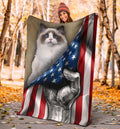 Ragdoll Cat Fleece Blanket Mixed American Flag-Gear Wanta