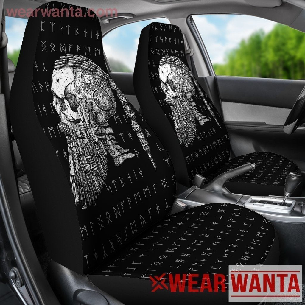 Ragnar Skull Viking Car Seat Covers For Vikings Custom-Gear Wanta