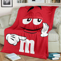 Red M&M Fleece Blanket Custom Bed Home Decoration-Gear Wanta