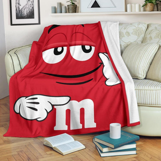 Red M&M Fleece Blanket Custom Bed Home Decoration-Gear Wanta