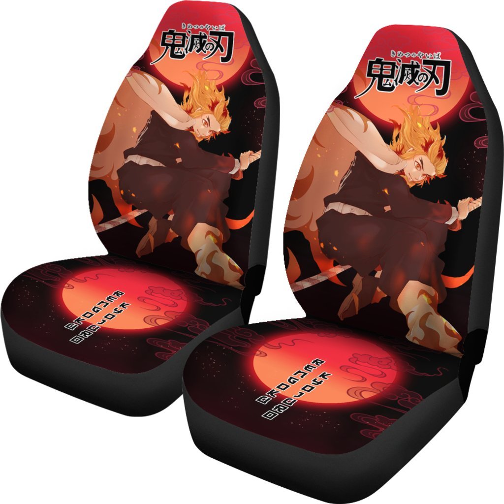 Rengoku Demon Slayer Under The Moon Car Seat Covers Custom Anime Car Accessories-Gear Wanta