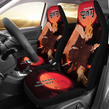 Rengoku Demon Slayer Under The Moon Car Seat Covers Custom Anime Car Accessories-Gear Wanta