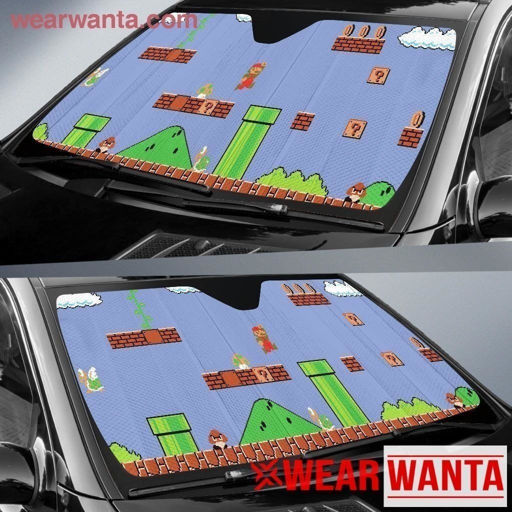 Retro Super Mario XI Mural Car Sun Shades-Gear Wanta