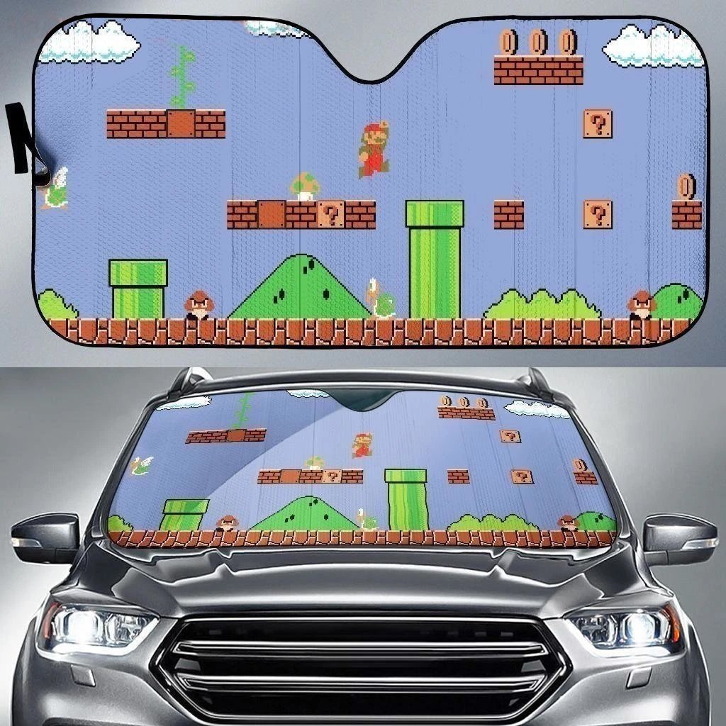 Retro Super Mario XI Mural Car Sun Shades-Gear Wanta