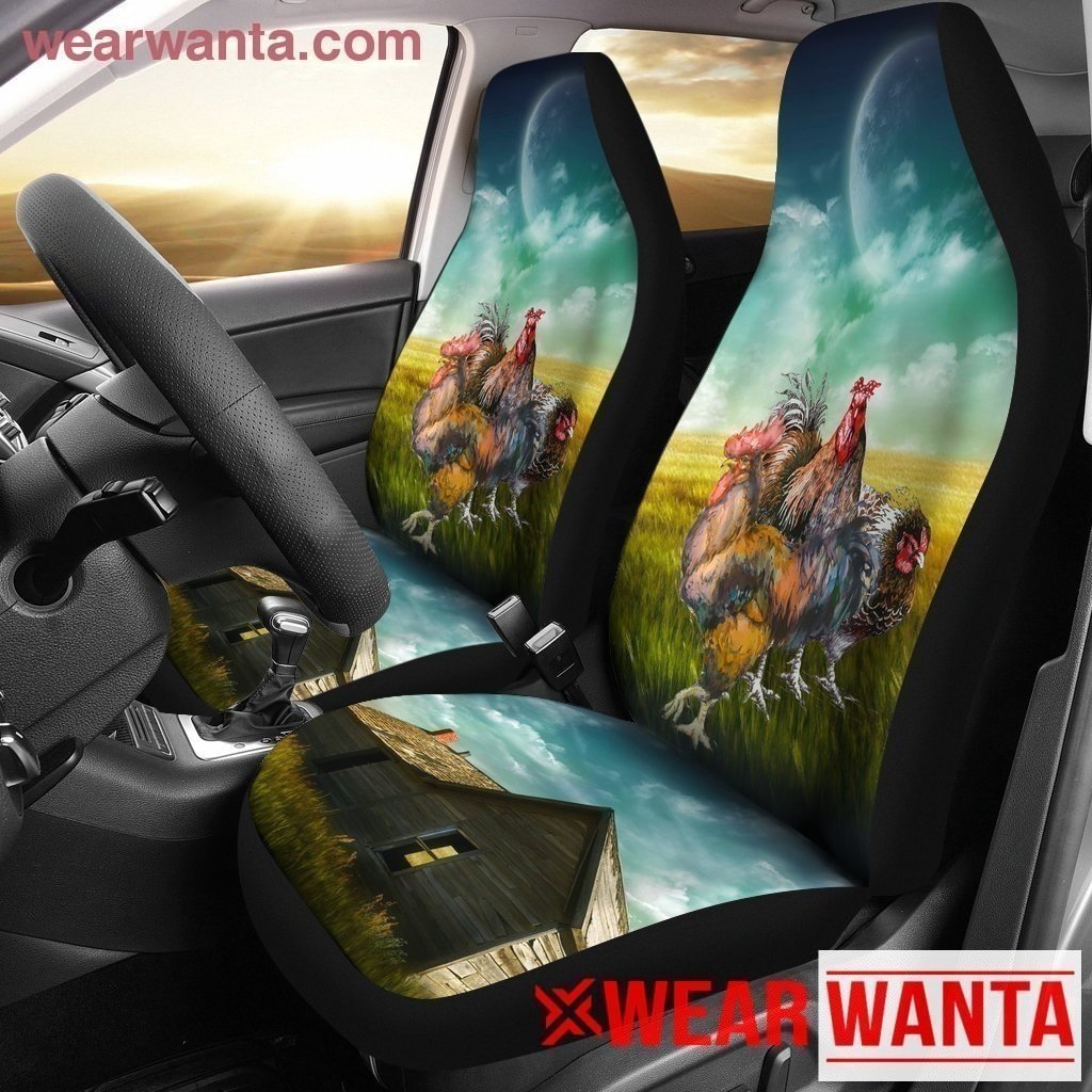 Roosters On A Field At Countryside Car Seat Covers LT03-Gear Wanta