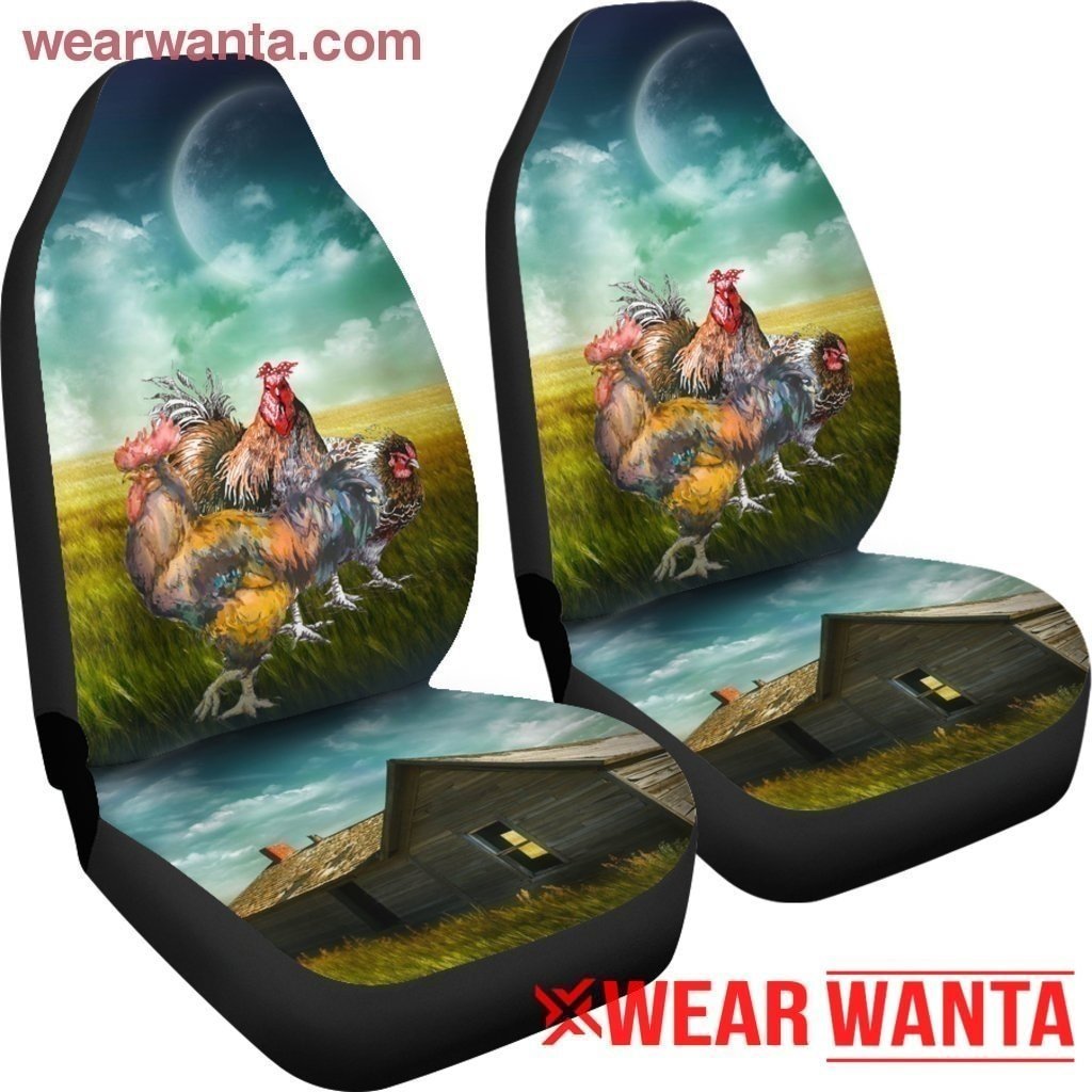 Roosters On A Field At Countryside Car Seat Covers LT03-Gear Wanta