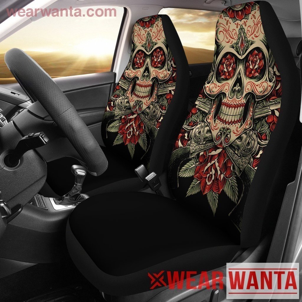 Roses Sugar Skull Car Seat Covers Gift Idea NH1911-Gear Wanta