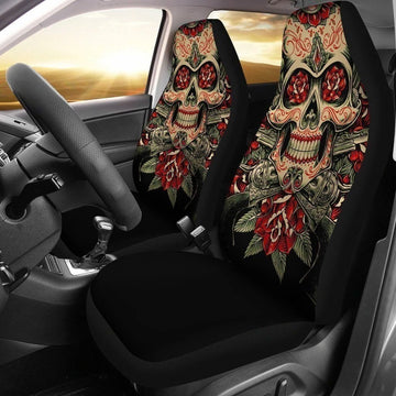 Roses Sugar Skull Car Seat Covers Gift Idea NH1911-Gear Wanta