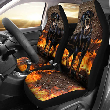 Rottweiler Car Seat Covers Fire Theme-Gear Wanta