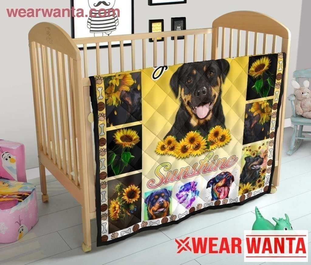 Rottweiler You Are My Sunshine Sunflower Blanket Dog Lover-Gear Wanta