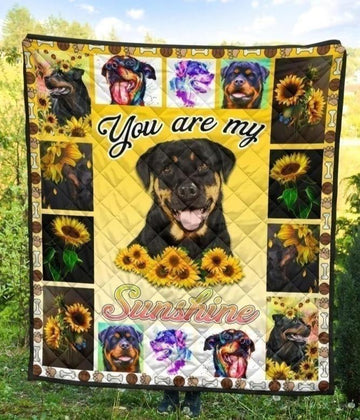 Rottweiler You Are My Sunshine Sunflower Blanket Dog Lover-Gear Wanta