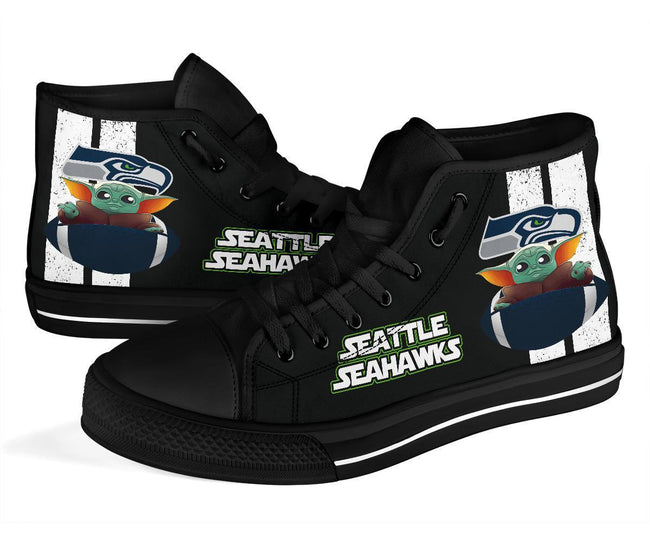 Seattle Seahawks Sneakers Baby Yoda High Top Shoes Custom-Gear Wanta