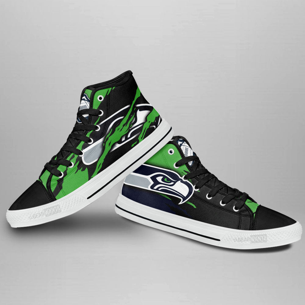 Seattle Seahawks High Top Shoes Custom For Fans-Gear Wanta