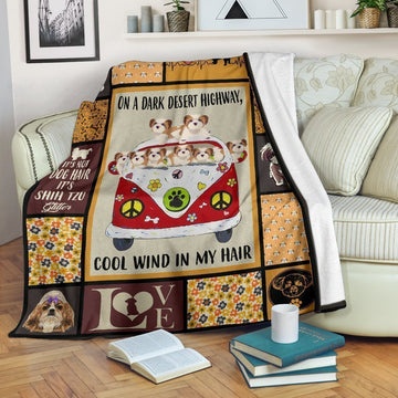 Shih Tzu Dog Fleece Blanket On The Dark Desert Highway-Gear Wanta