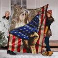Shih Tzu Fleece Blanket American Flag-Gear Wanta
