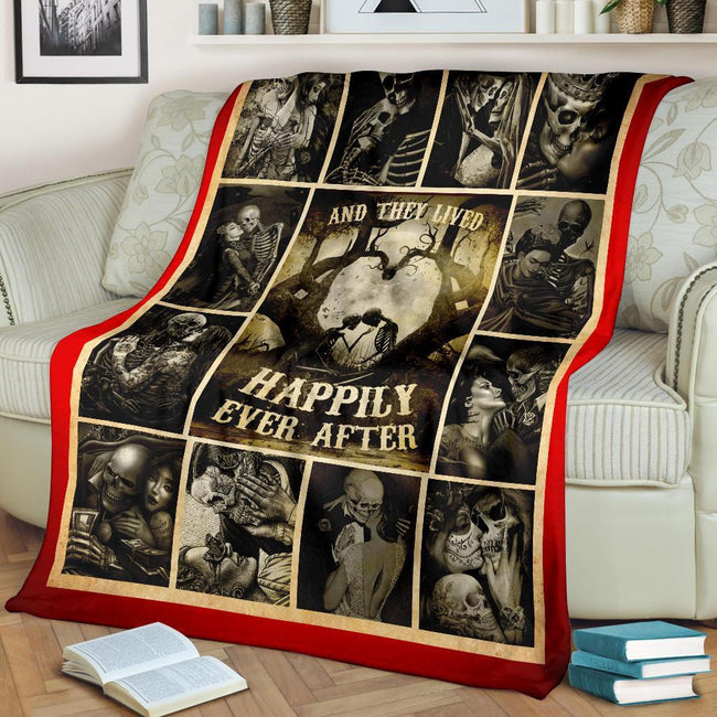 Skull Fleece Blanket And They Lived Happily Ever After Home Decoration-Gear Wanta