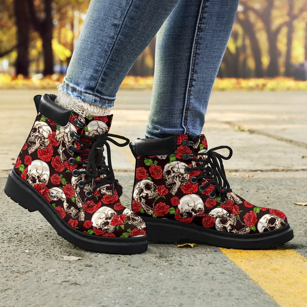 Skull Roses Boots Cool Gift Idea-Gear Wanta