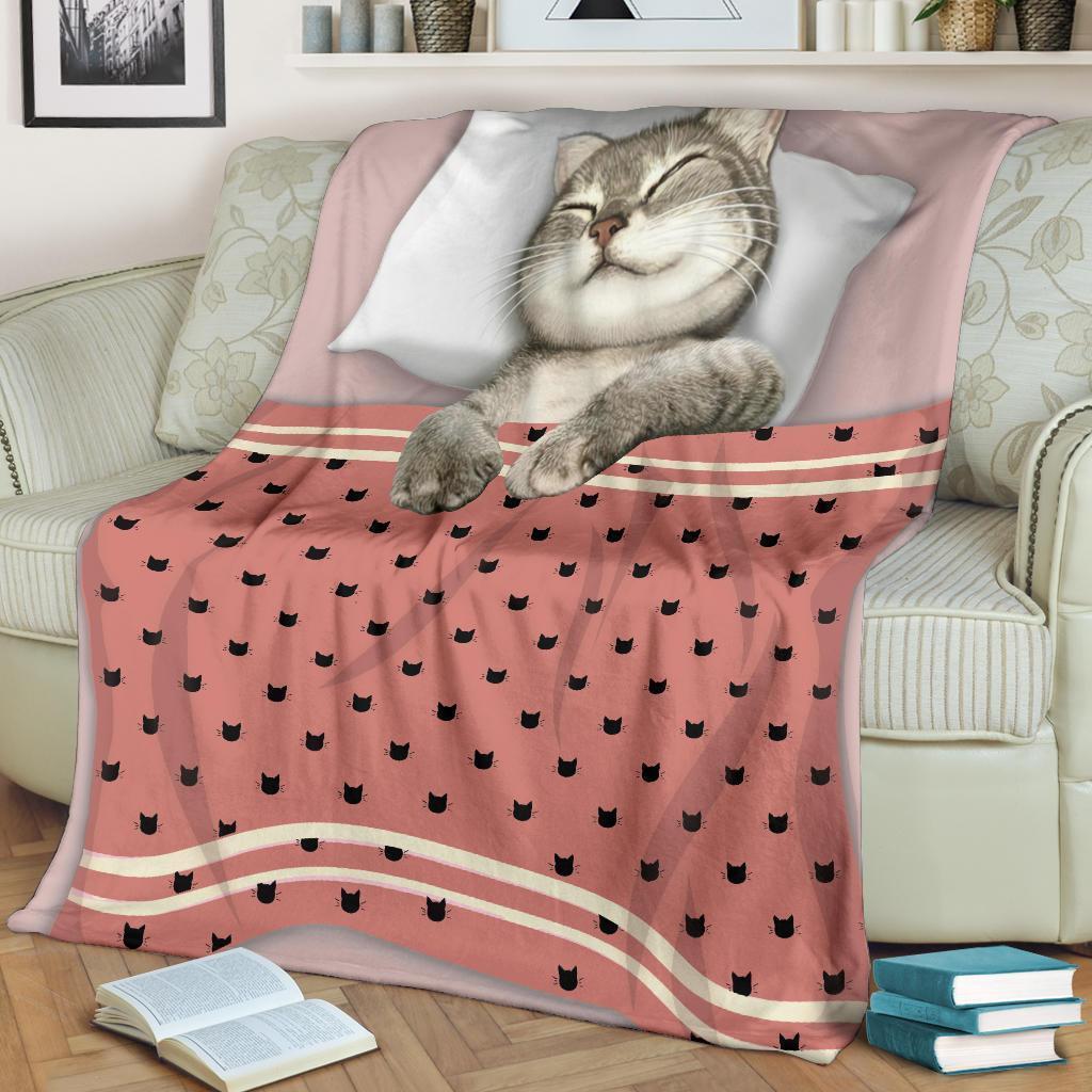 Sleeping Cat Fleece Blanket For Cat Lover-Gear Wanta