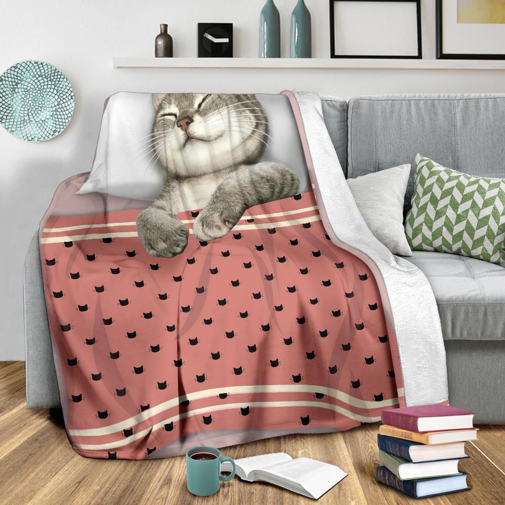 Sleeping Cat Fleece Blanket For Cat Lover-Gear Wanta
